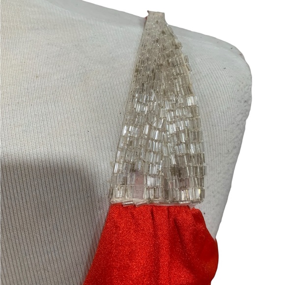 Vntg 70’s era orange dress with beaded details and strappy back - Picture 3 of 10